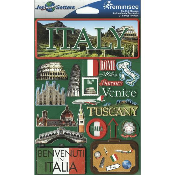 Reminisce Jet Setters Country Dimensional Stickers 4.5"X7.5"