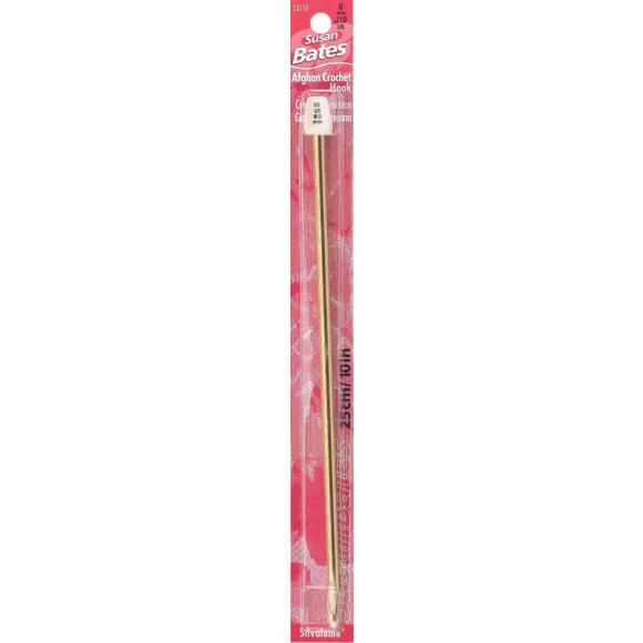 Susan Bates Silvalume Aluminum Afghan Crochet Hook 10"