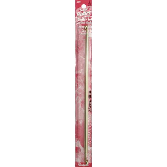 Susan Bates Silvalume Aluminum Double-End Crochet Hook 10"