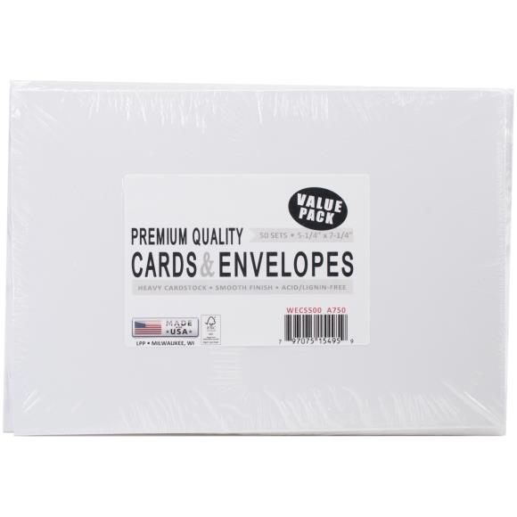 Leader A7 Greeting Cards W/Envelopes (5.25"X7.25") 50/Pkg