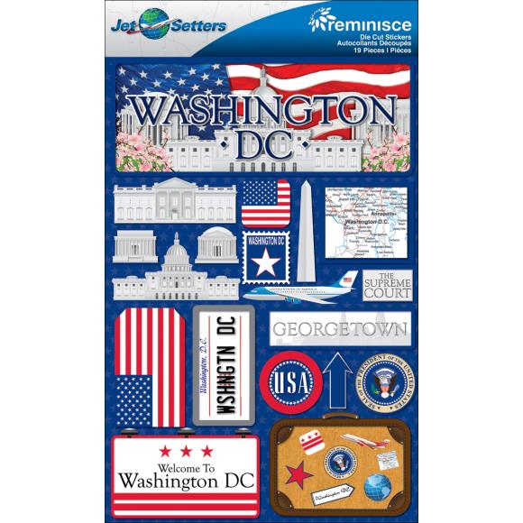 Reminisce Jet Setters State Dimensional Stickers 4.5"X7.5"