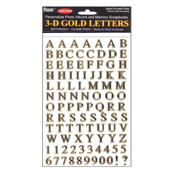 Pioneer 3D Gold Letter Stickers