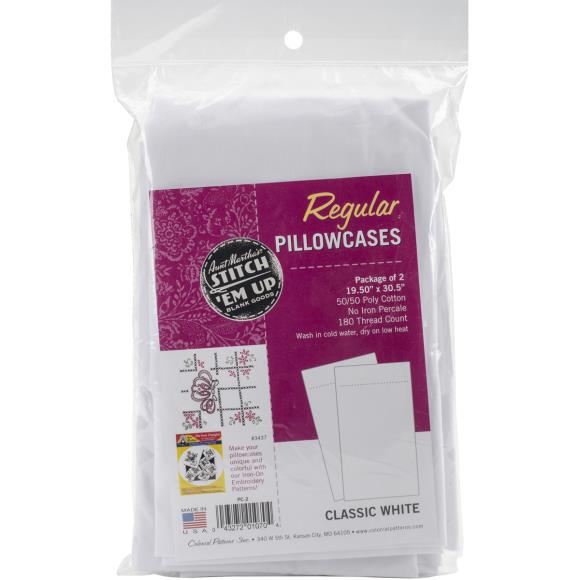 Aunt Martha's Stitch 'Em Up Pillowcase Pair - Standard 20"X3