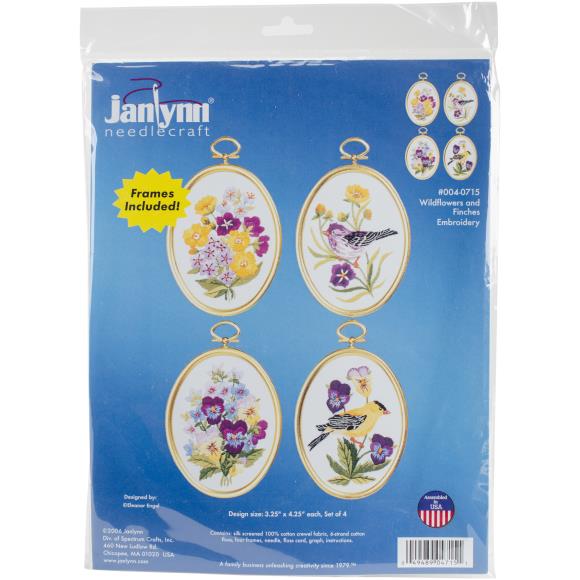 Janlynn Embroidery Kit 3.25"X4.25" Set Of 4