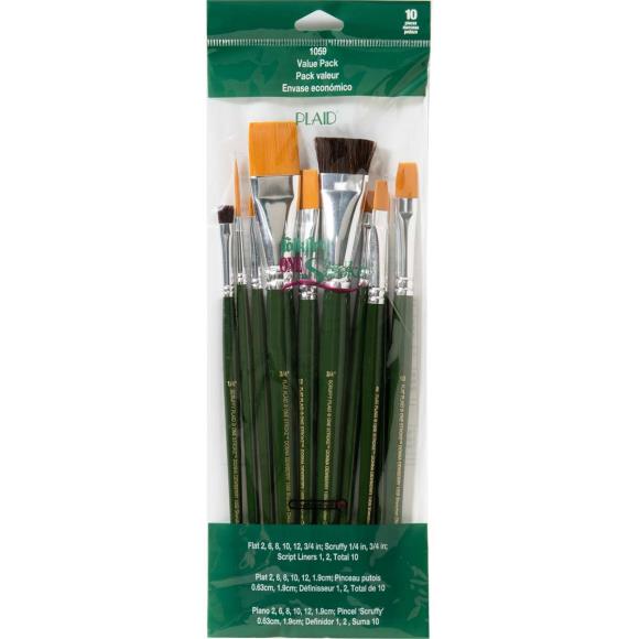 Plaid One Stroke Brush Set 10/Pkg