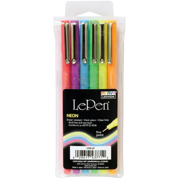 Uchida Le Pen Fine Point Neon Set 6/Pkg