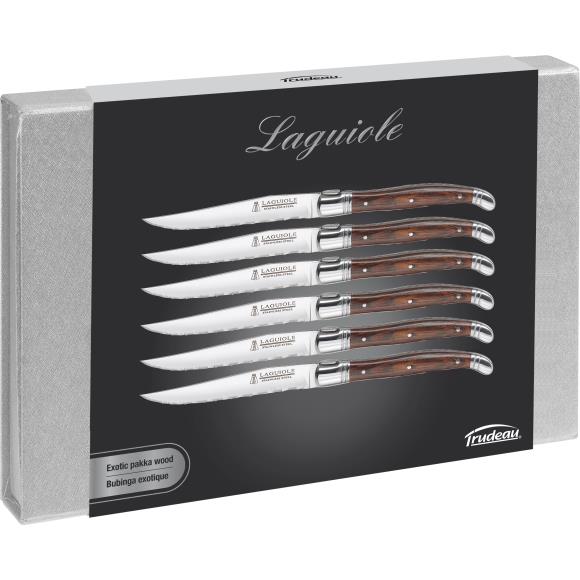 Trudeau Laguiole Wood Handle Steak Knives Set Of 6