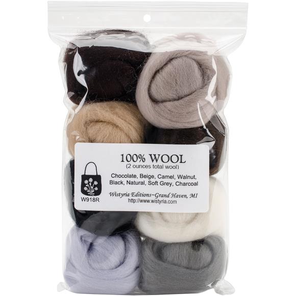 Wistyria Editions Wool Roving 15" .25oz 8/Pkg