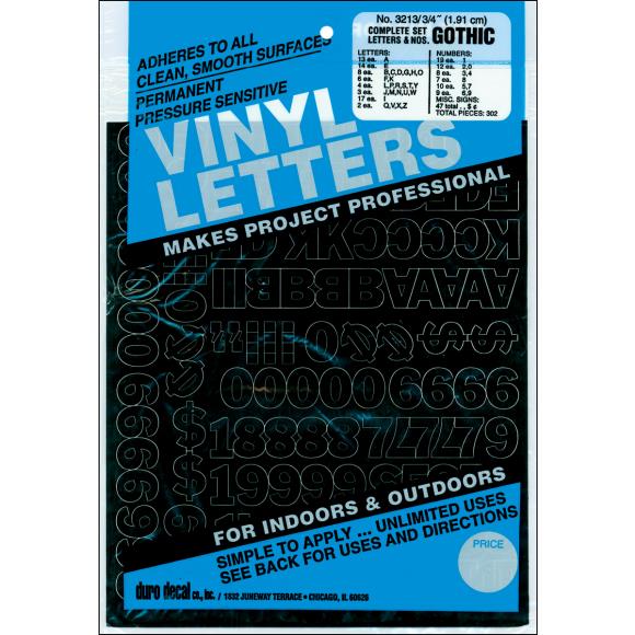 Duro Permanent Adhesive Vinyl Letters & Numbers .75" 302/Pkg
