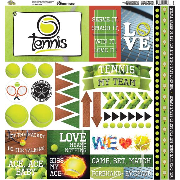 Tennis Cardstock Stickers 12"X12"