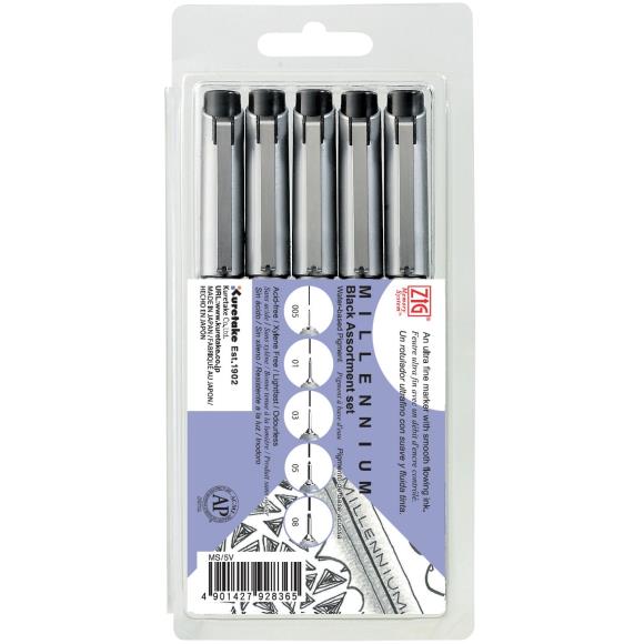 ZIG Millennium Assorted Point Pens 5/Pkg