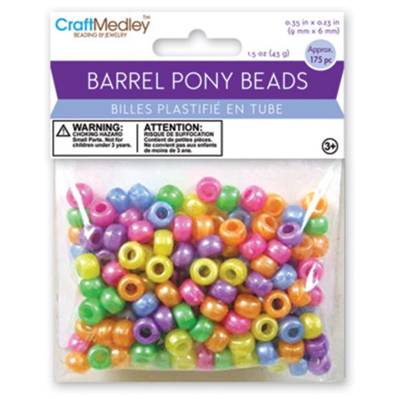 Craft Medley Barrel Pony Beads 6mmx9mm 175/Pkg