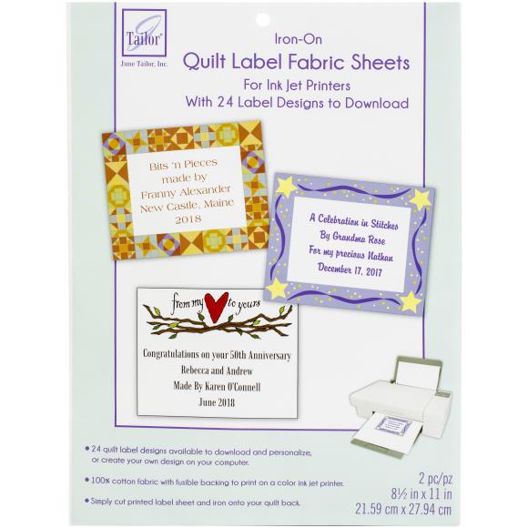 June Tailor Iron-On Ink Jet Quilt Label Fabric Sheets 2/Pkg