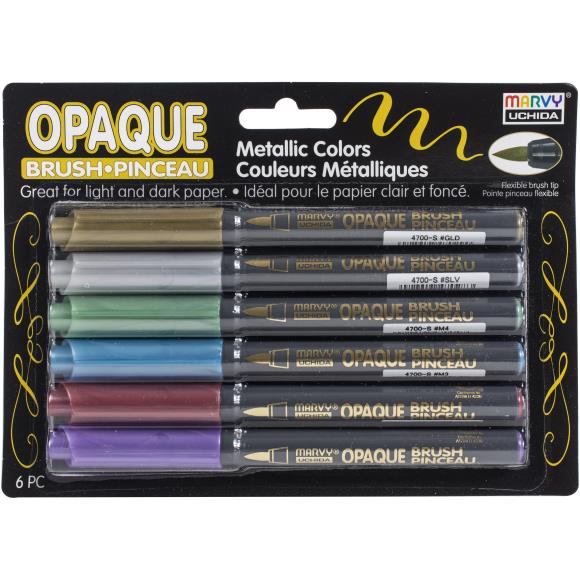 Uchida Opaque Brush Marker Metallic 6/Pkg