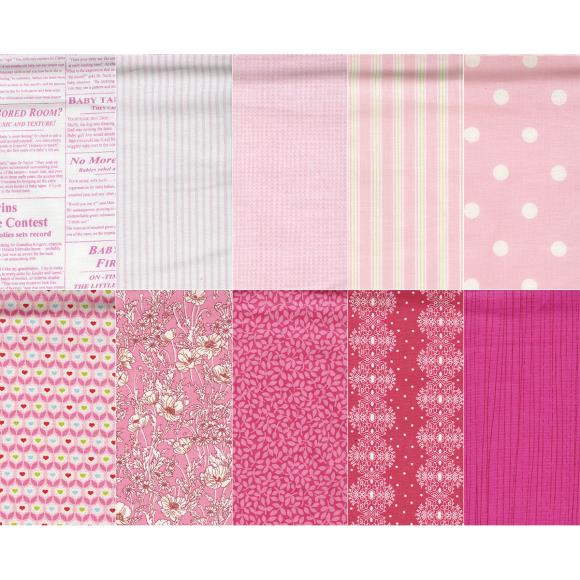 Benartex Cotton Pinks Print Asst. 45"X50yd Ff