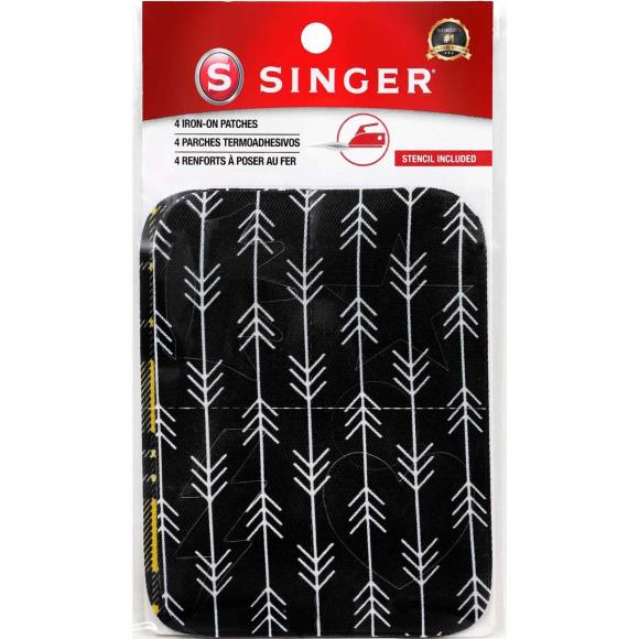 SINGER Iron-on Printed Twill Patches 3.75"X5" 4/Pkg