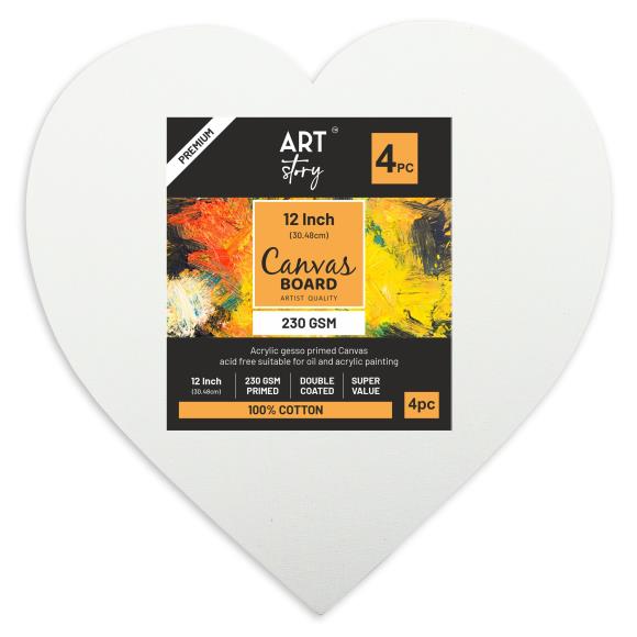 Little Birdie Canvas Board Heart 12" 4/Pkg