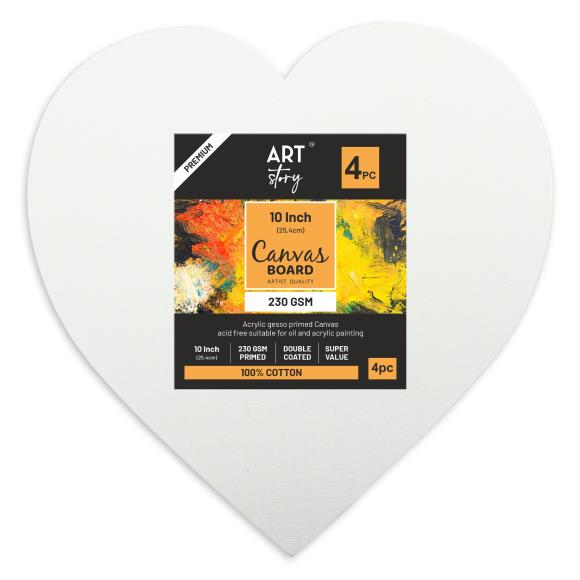 Little Birdie Canvas Board Heart 10" 4/Pkg