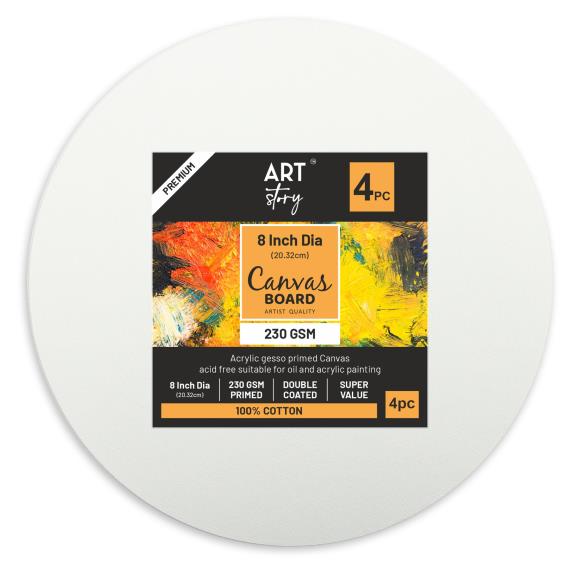Little Birdie Canvas Board Round 8" 4/Pkg