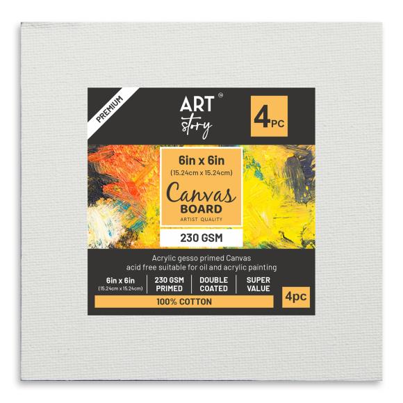 Little Birdie Canvas Board Square 6"X6" 4/Pkg
