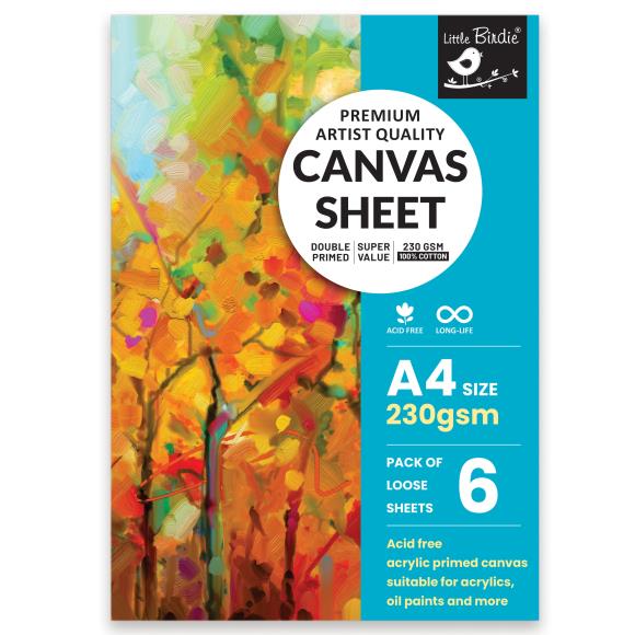 Little Birdie Premium Artist Quality Canvas A4 Sheet 230gsm