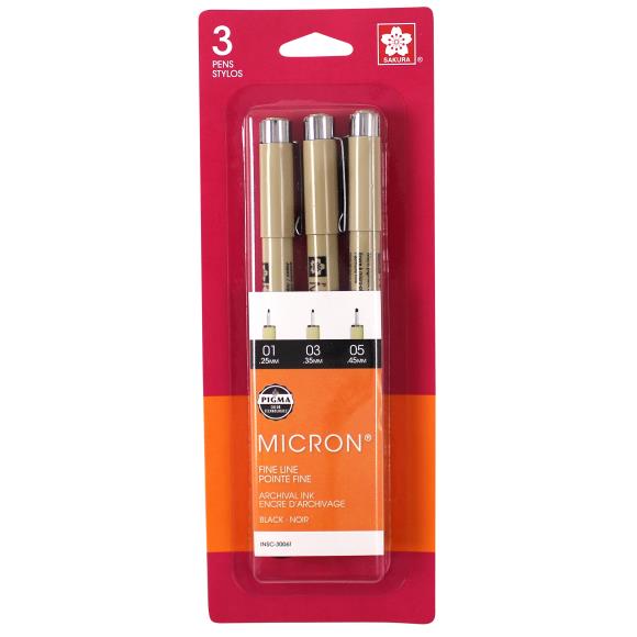 Sakura Pigma Micron Pens Assorted 3/Pkg