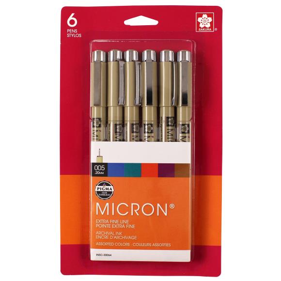 Sakura Pigma Micron Pens 005 .2mm 6/Pkg
