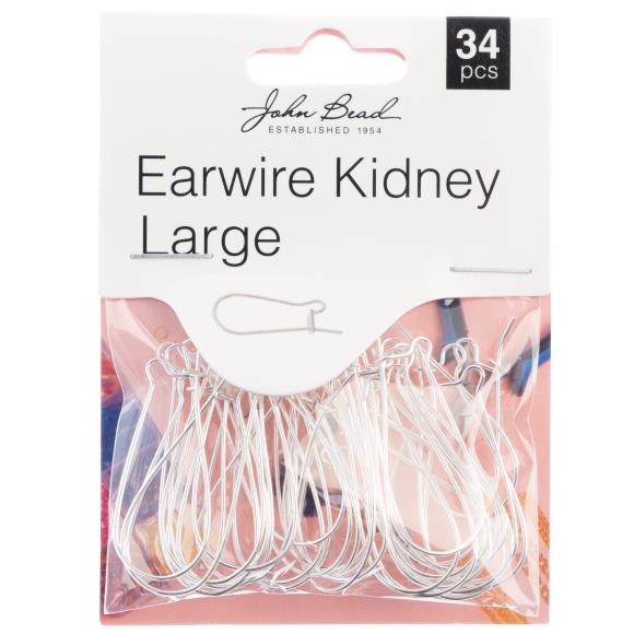 John Bead Earwire Kidney Large 33x15mm 34/Pkg