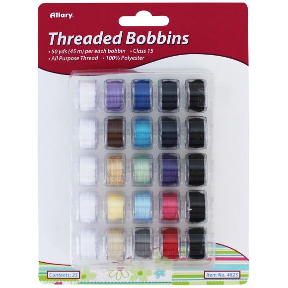 Allary Threaded Bobbins 50yd Each 25/Pkg
