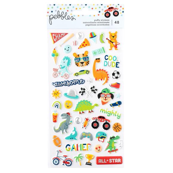 Pebbles Cool Boy Puffy Stickers 48/Pkg