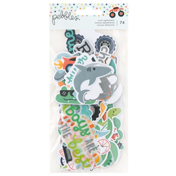 Pebbles Cool Boy Ephemera Die-Cuts 74/Pkg