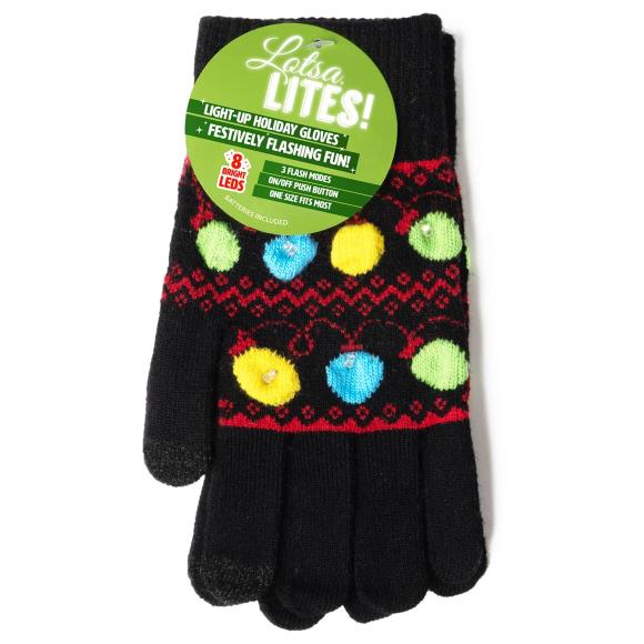 Lotsa LITES Light-Up Holiday Gloves