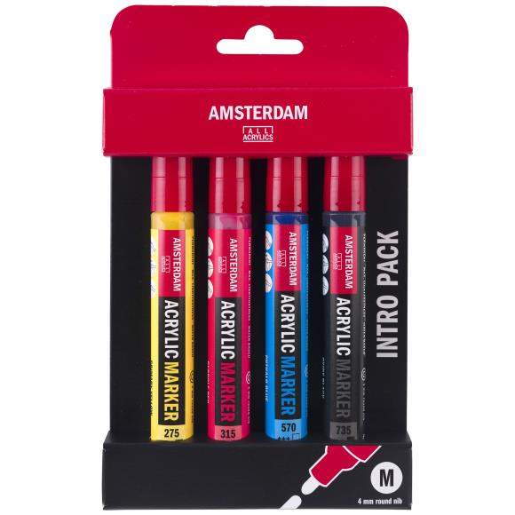 Amsterdam Acrylic Marker Set 4mm 4/Pkg