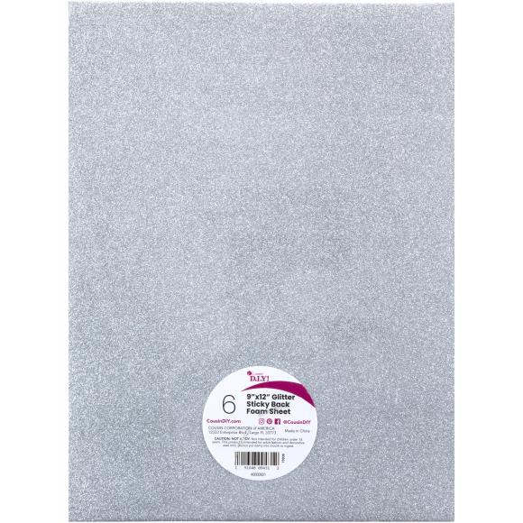 CousinDIY Glitter Sticky Back Foam Sheets 9"X12" 6/Pkg