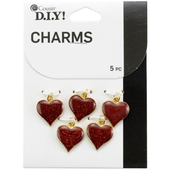 Cousin DIY Gold Metal Finish Heart Charm Set 5/Pkg
