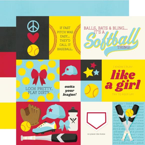 Simple Stories Softball Double-Sided Cardstock 12"X12"