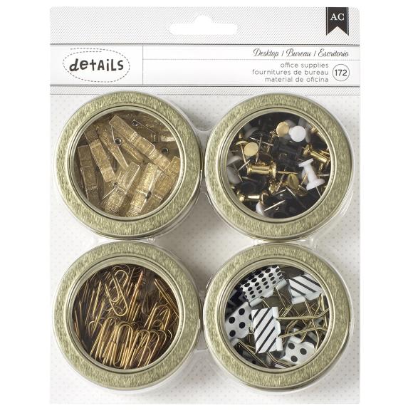 American Crafts Value Pack Magnetic Office Tins 2.5" 4/Pkg