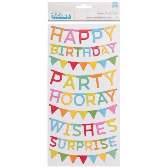 Happy Hooray Thickers Stickers 5.5"X11" 2 Sheets