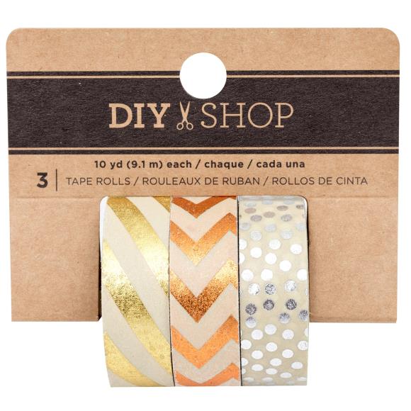 American Crafts DIY Shop Metallic Tape 10yd 3/Pkg