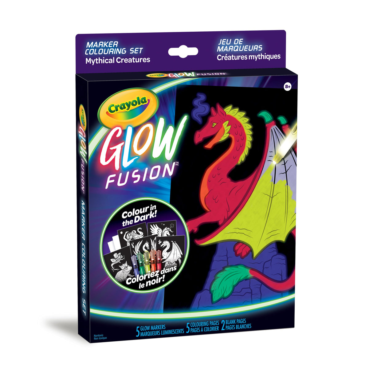 Crayola Glow Fusion Marker Colouring Set - Mythical Creatures