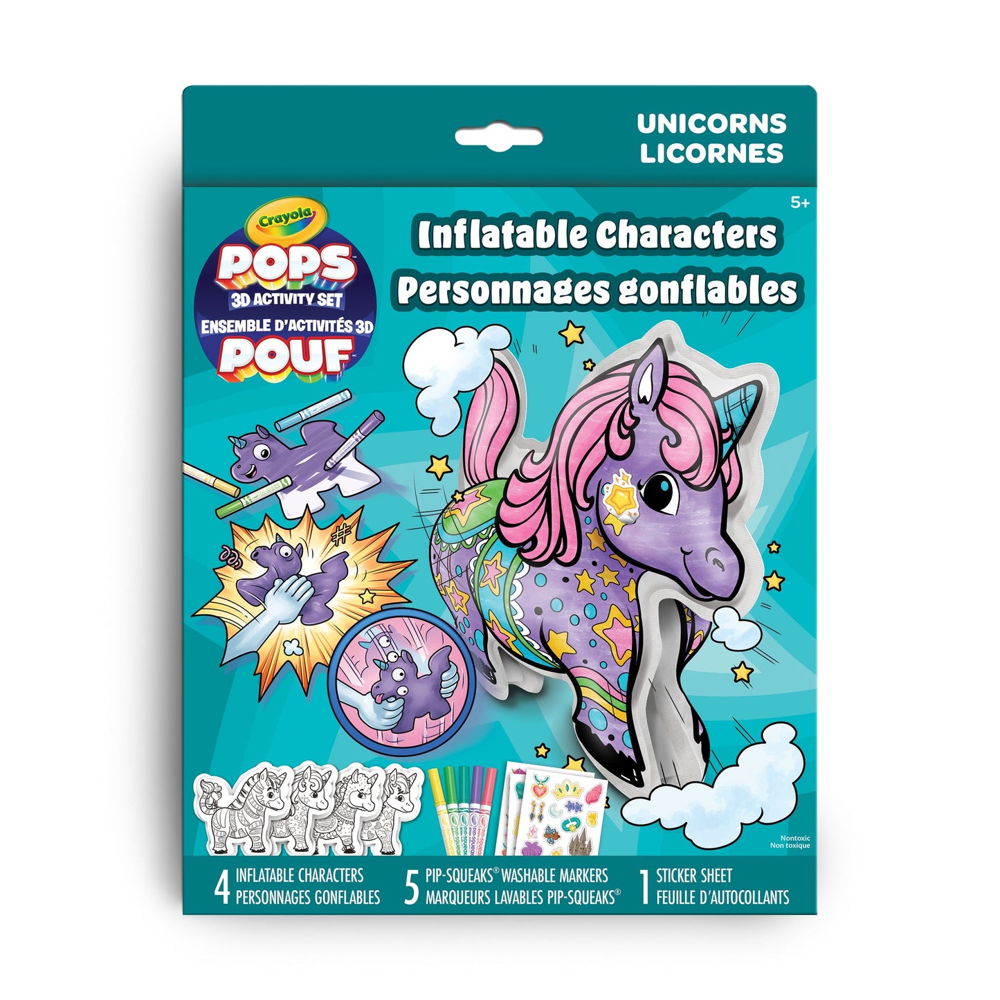 Crayola POPS 3D Inflatable Characters Activity Set, Unicorns
