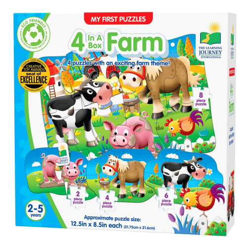 MY FIRST PUZZLE SETS - 4-IN-A-BOX PUZZLES - FARM (Case of 6)