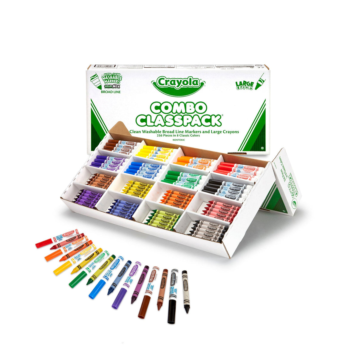 Crayola Washable Broad Line Markers & Large Crayons COMBO Classpack, 256 Count
