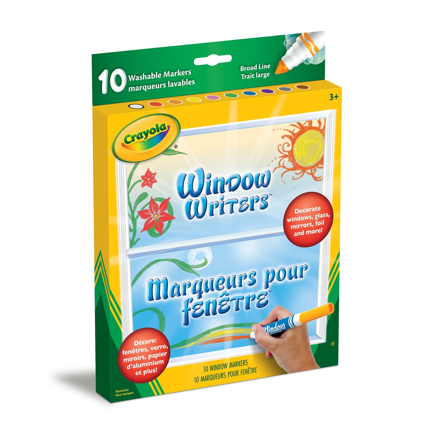 Crayola Washable Window Writers Markers, 10 Count (Case of 12)