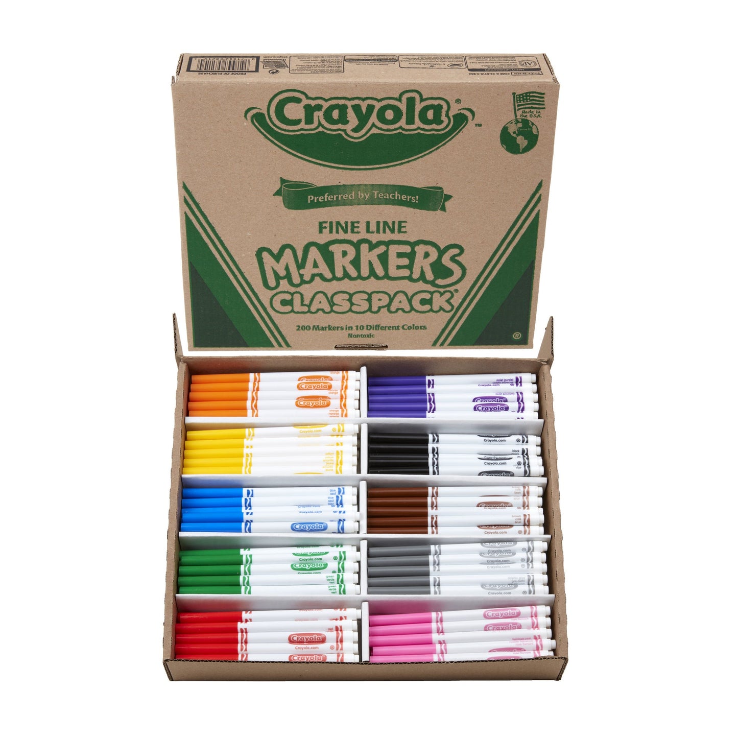 Crayola Fine Line Markers Classpack, 200 Count (Case of 1)
