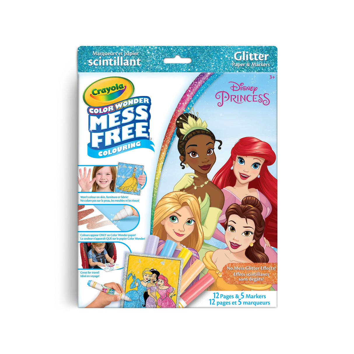 Crayola Color Wonder Mess-Free Glitter Paper & Markers Kit, Disney Princess (Case of 4)