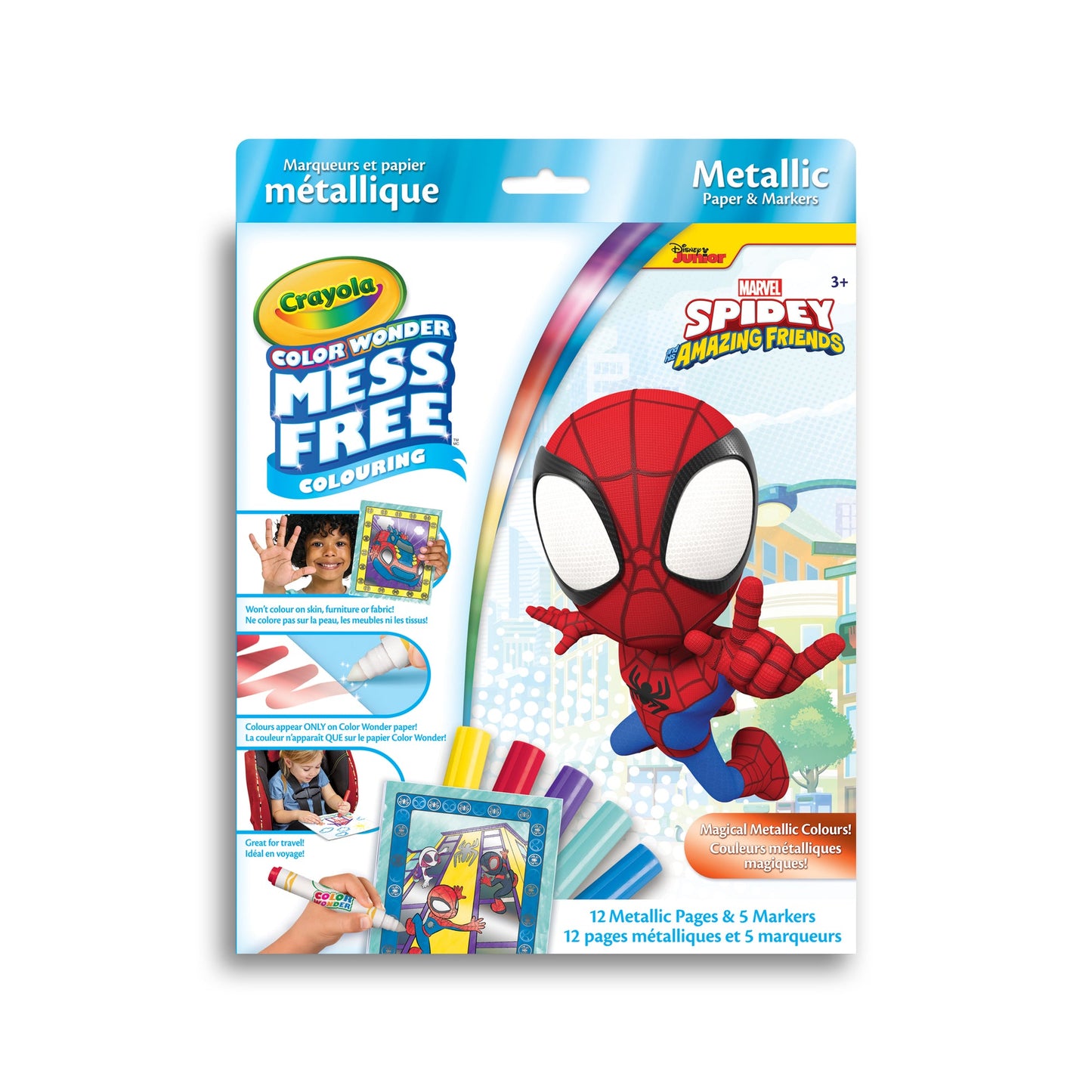 Crayola Color Wonder Mess-Free Metallic Paper & Markers Kit, Spidey & Friends