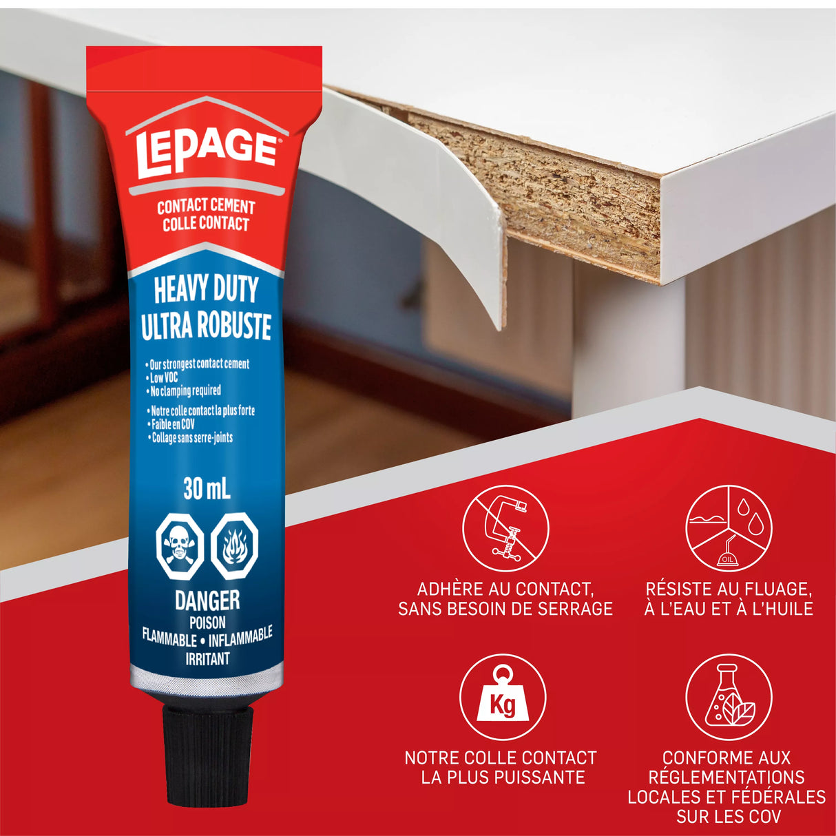 LePage Contact Cement, Light Amber Heavy Duty, 30 ml Tube, Pack of 1 LePage