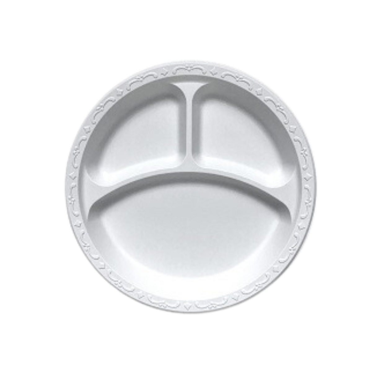9" Round Pebble Plates, 3 Comp. - 200pcs
