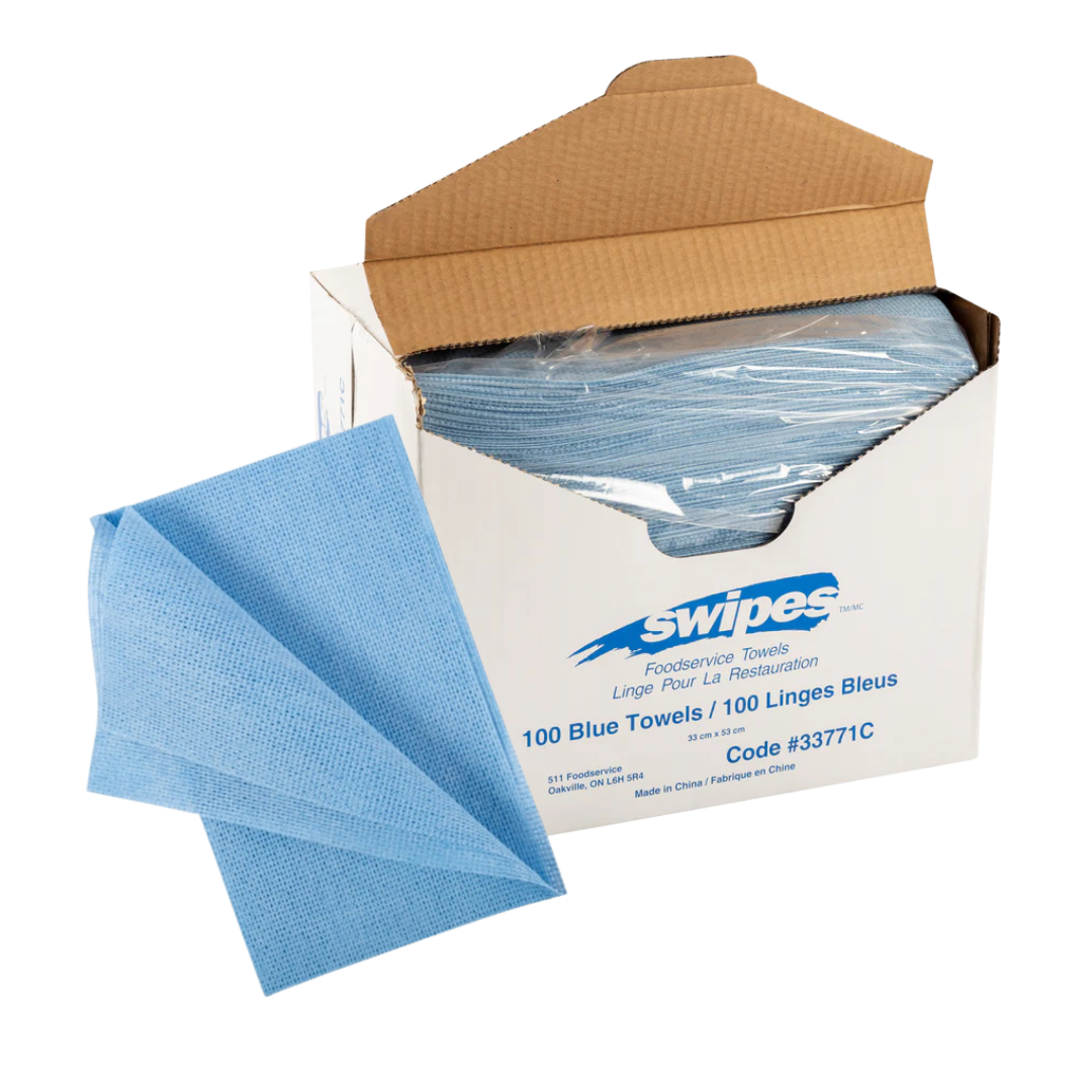 13" X 21" Blue Antimicrobial Food Service Towels - 100pcs